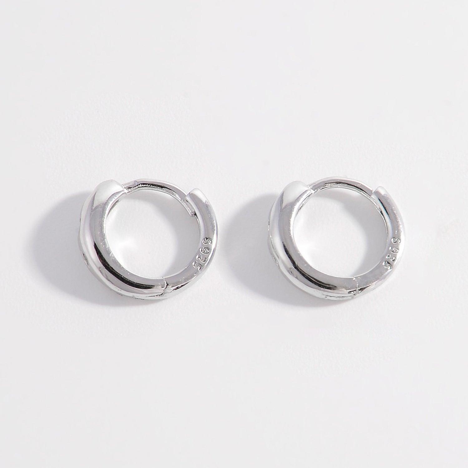 925 Sterling Silver Inlaid Zircon Huggie Earrings Carauana Store