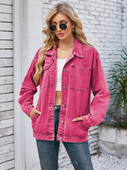 Pocketd Button Up Detachable Hooded Denim Jacket Carauana Store