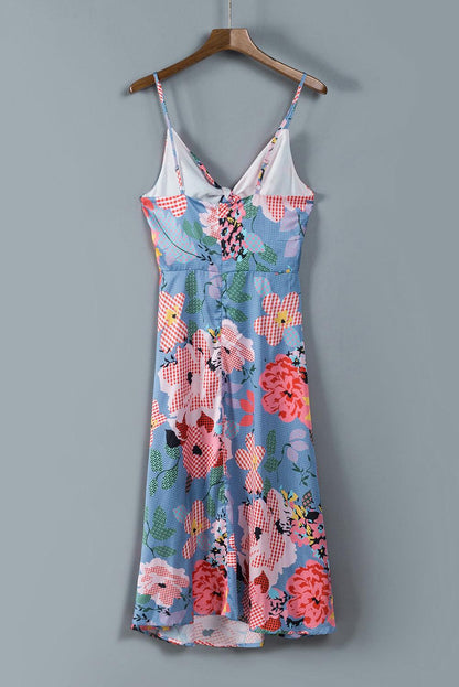 Floral Tied Cutout Split Spaghetti Strap Dress Carauana Store