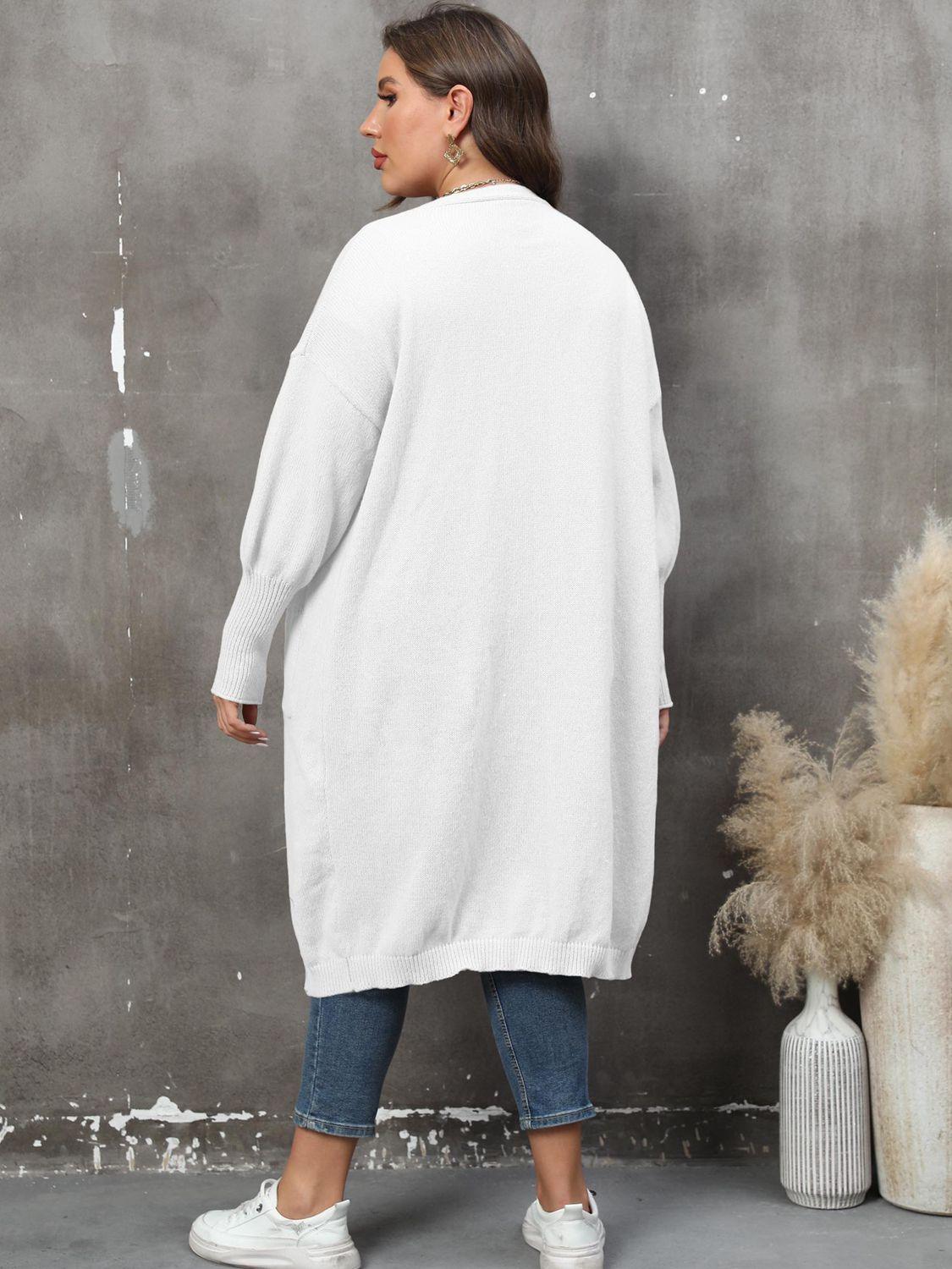 Plus Size Long Sleeve Pocketed Cardigan Carauana Store