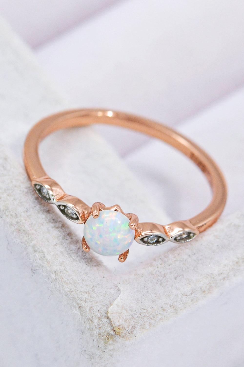 Opal Contrast Platinum-Plated Ring Carauana Store