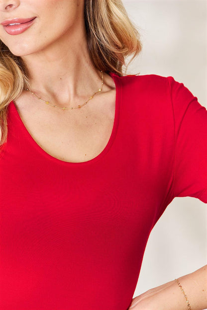 Basic Bae Full Size Round Neck Short Sleeve Bodysuit Carauana Store