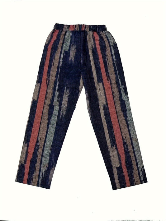 Striped Pocketed Elastic Waist Pants Carauana Store