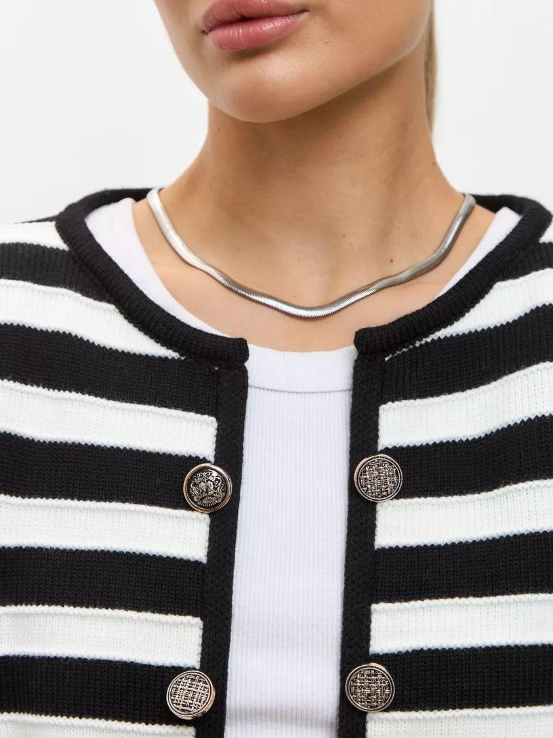 Striped Dropped Shoulder Long Sleeve Cardigan Carauana Store