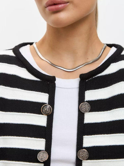 Striped Dropped Shoulder Long Sleeve Cardigan Carauana Store