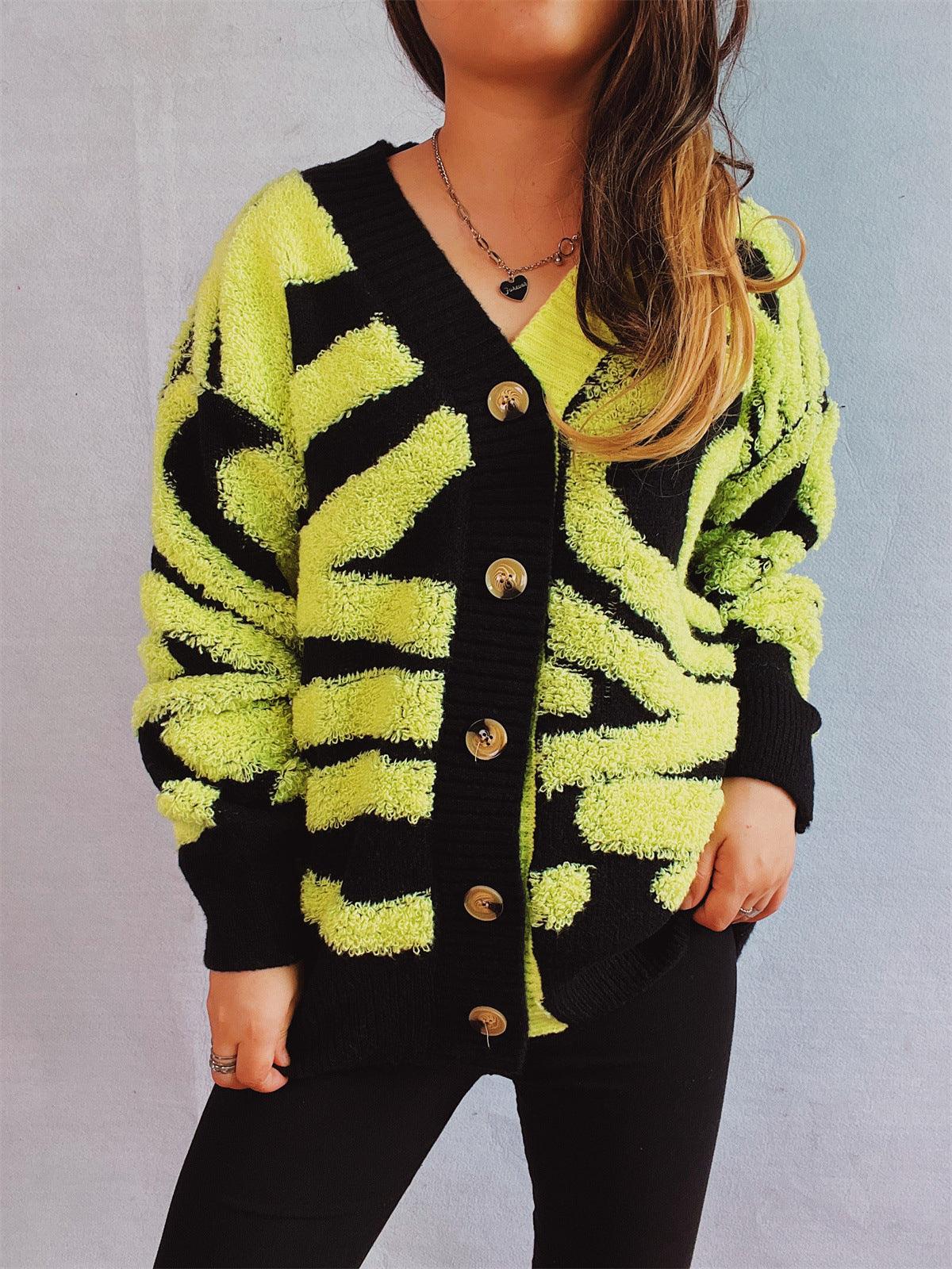 Contrast Button Up Long Sleeve Cardigan Carauana Store