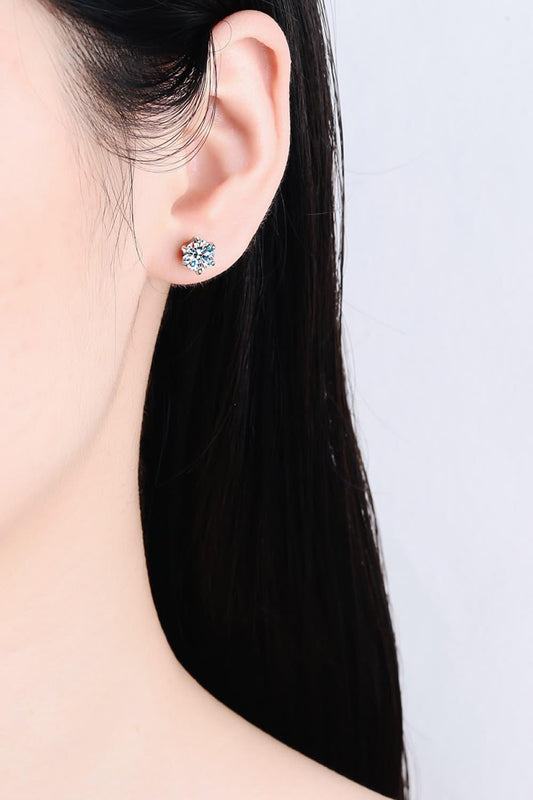 1 Carat Moissanite Rhodium-Plated Stud Earrings Carauana Store