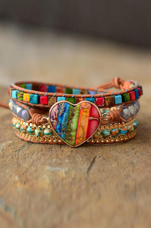 Imperial Jasper & Crystal Layered Bracelet Carauana Store