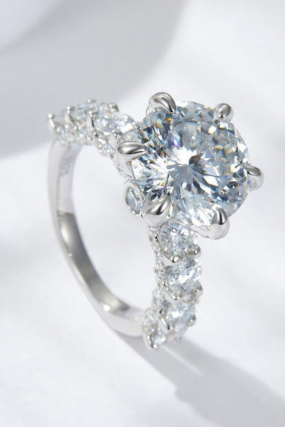 3-Carat Moissanite Platinum-Plated Side Stone Ring Carauana Store