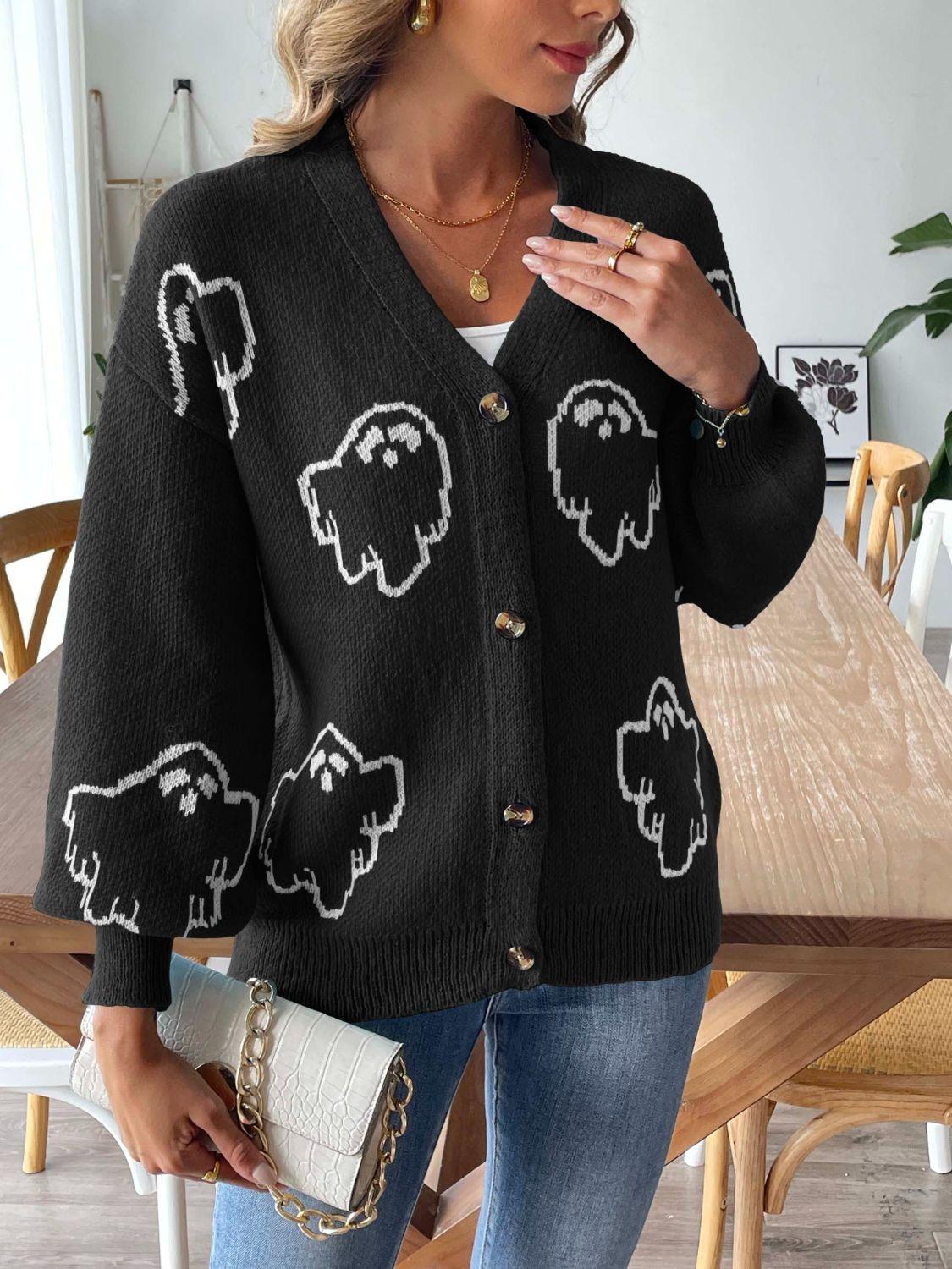 V-Neck Dropped Shoulder Cardigan Carauana Store