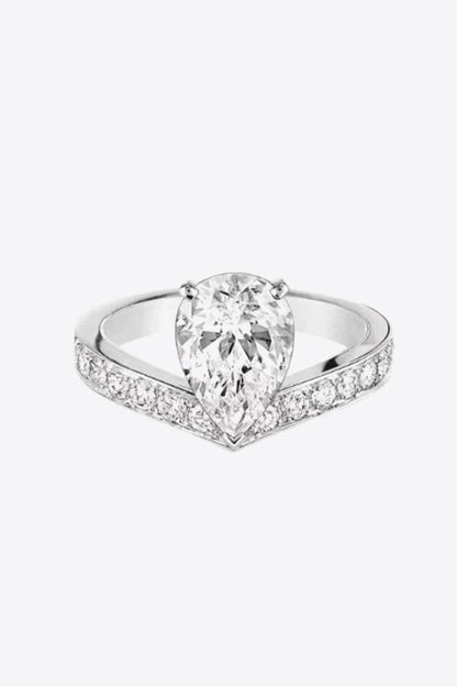 925 Sterling Silver Teardrop 1 Carat Moissanite Ring Carauana Store