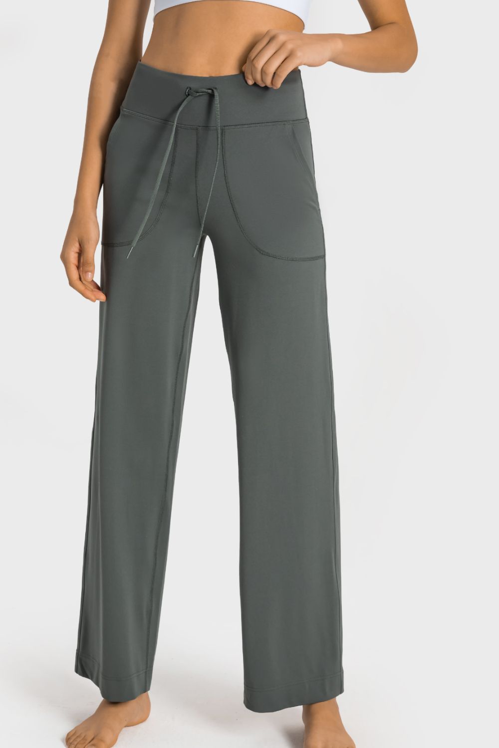 Millennia Drawstring Waist Wide Leg Sports Pants with Pockets Carauana Store
