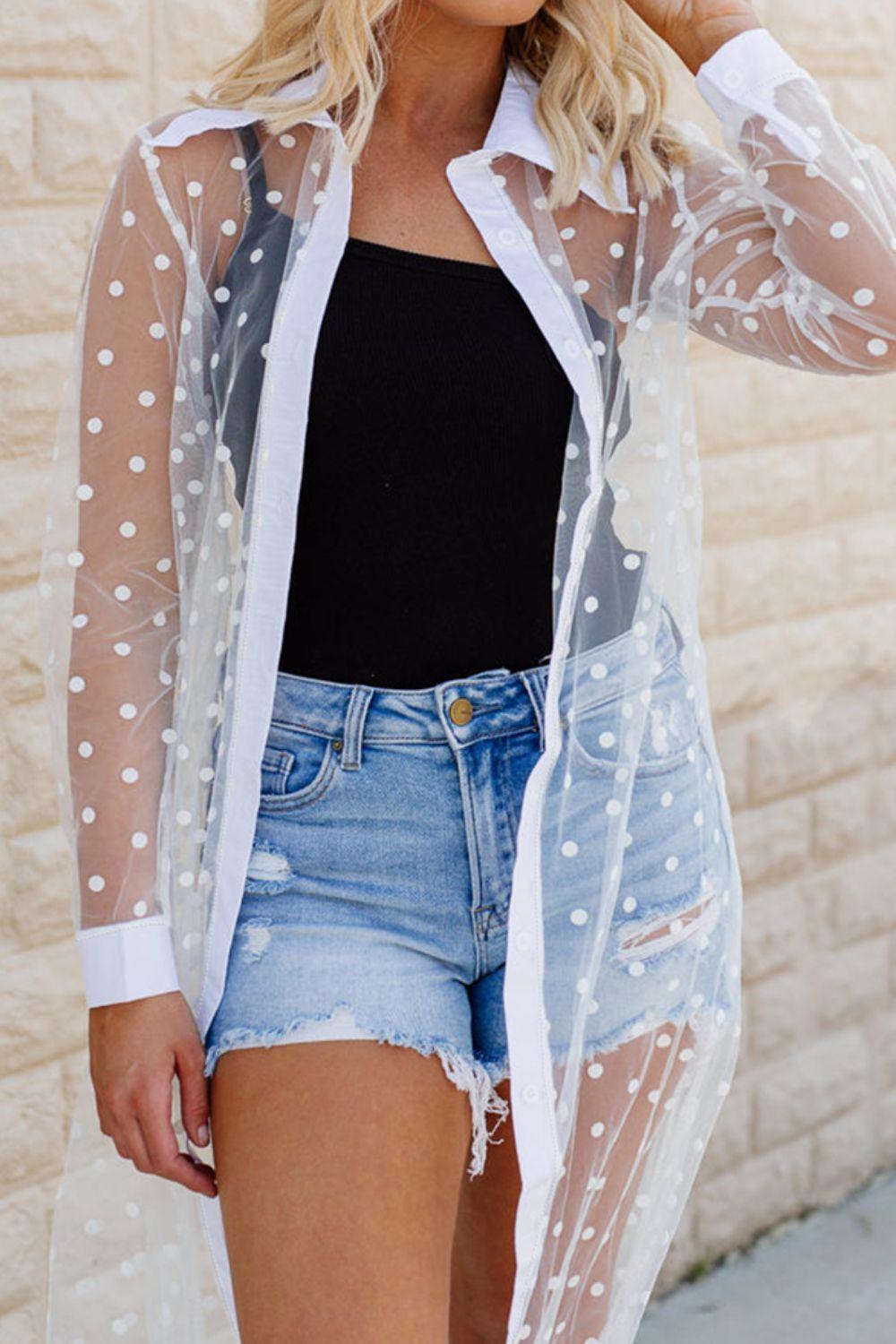 Polka Dot Long Sleeve Cover Up Carauana Store