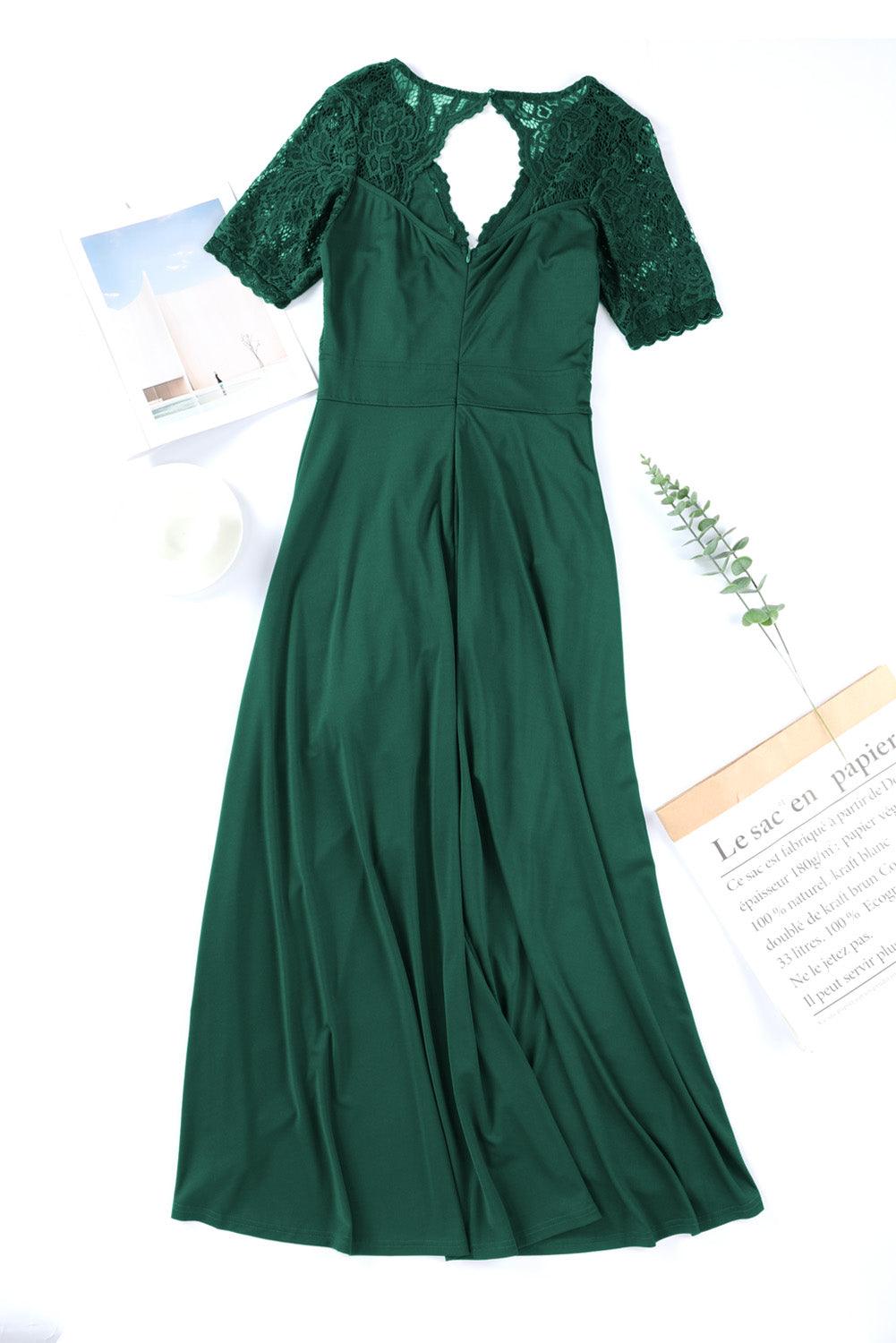 Lace Cutout V-Neck Short Sleeve Dress Carauana Store