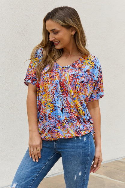 Be Stage Full Size Printed Dolman Flowy Top Carauana Store