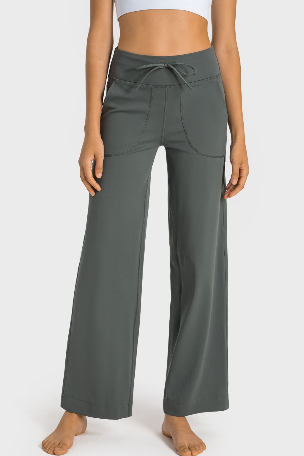 Millennia Drawstring Waist Wide Leg Sports Pants with Pockets Carauana Store