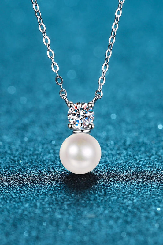 925 Sterling Silver Freshwater Pearl Moissanite Necklace Carauana Store