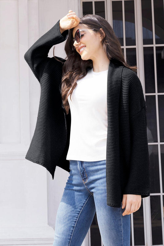 Tied Open Front Long Sleeve Cardigan Carauana Store