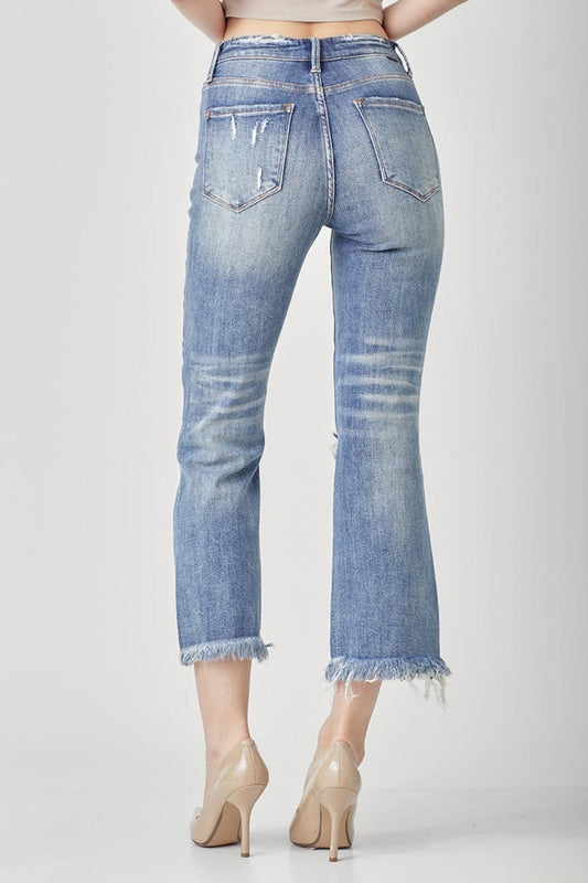 RISEN High Waist Distressed Cropped Bootcut Jeans Carauana Store