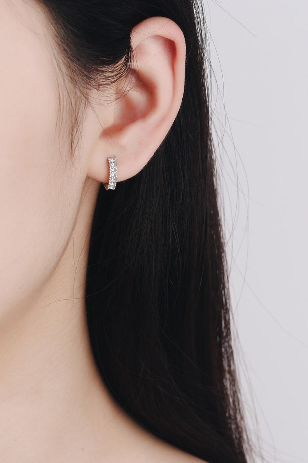 925 Sterling Silver Inlaid Moissanite Huggie Earrings Carauana Store