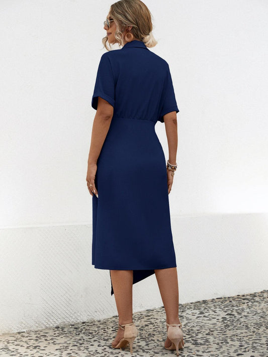 Tied Slit Short Sleeve Dress Carauana Store