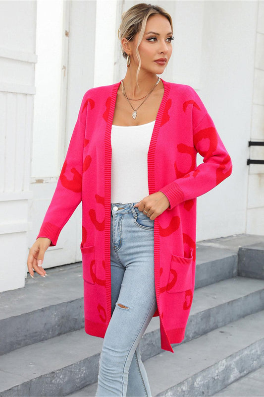Angel Wings Printed Long Sleeve Cardigan with Pockets Carauana Store