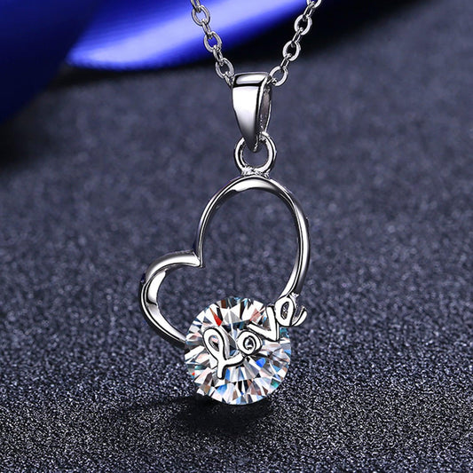 2 Carat Moissanite Heart 925 Sterling Silver Necklace Carauana Store