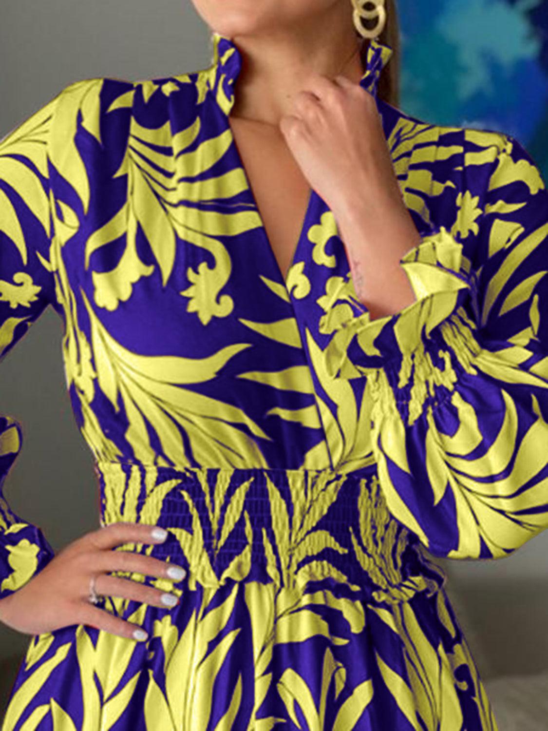 Printed Flounce Sleeve Maxi Dress Carauana Store