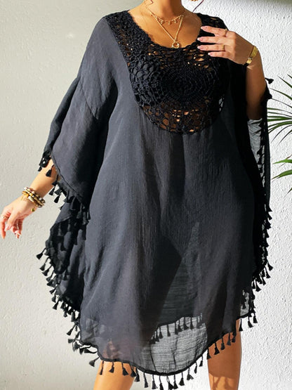 Tassel Cutout Scoop Neck Cover-Up Dress Carauana Store