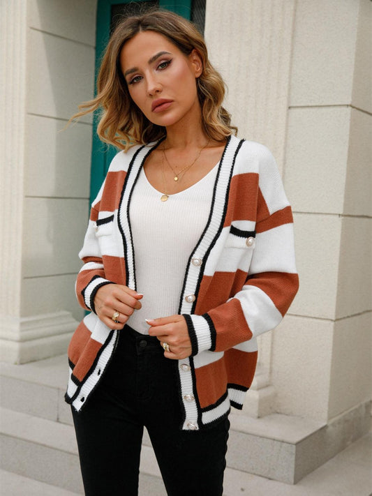 Angel Wings Striped Button Down Cardigan Carauana Store