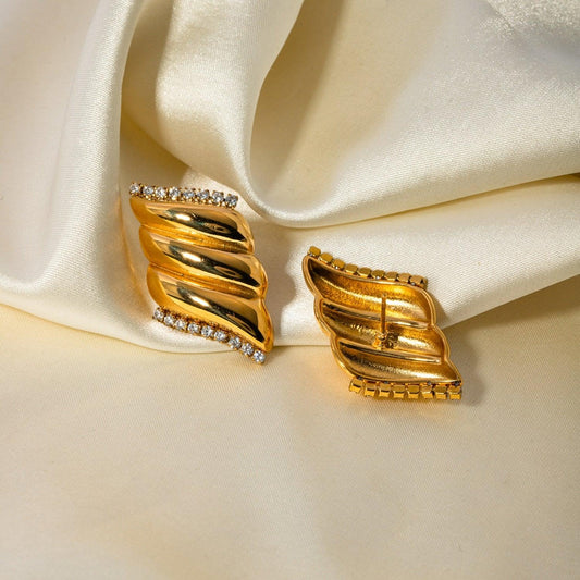 Inlaid Zircon Stainless Steel Geometric Stud Earrings Carauana Store