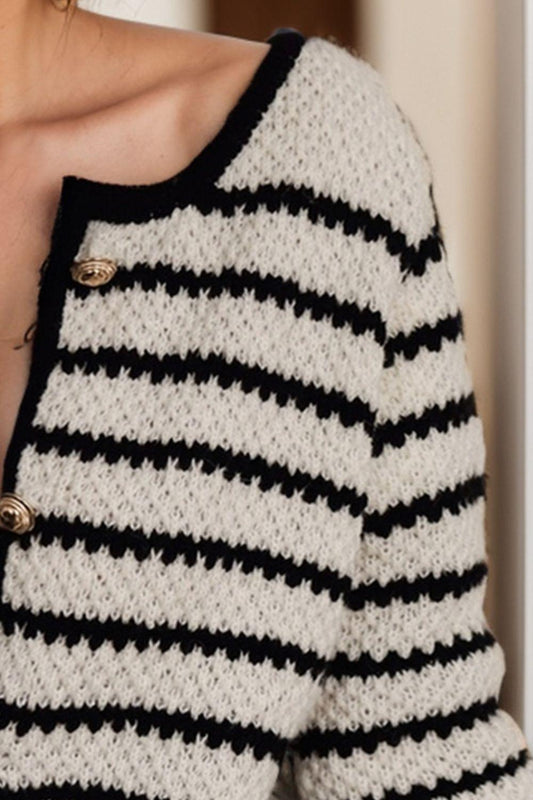 Striped Button Up Long Sleeve Cardigan Carauana Store