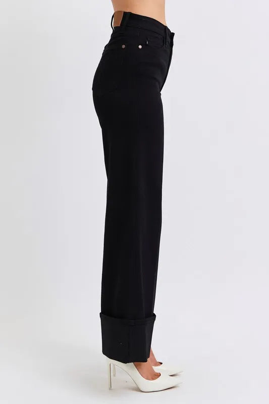 Judy Blue Full Size High Waist Reto Wide Leg W/ Cuff Plus Size Carauana Store