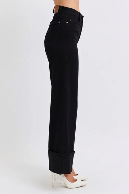 Judy Blue Full Size High Waist Reto Wide Leg W/ Cuff Plus Size Carauana Store