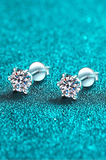 1 Carat Moissanite Rhodium-Plated Stud Earrings Carauana Store