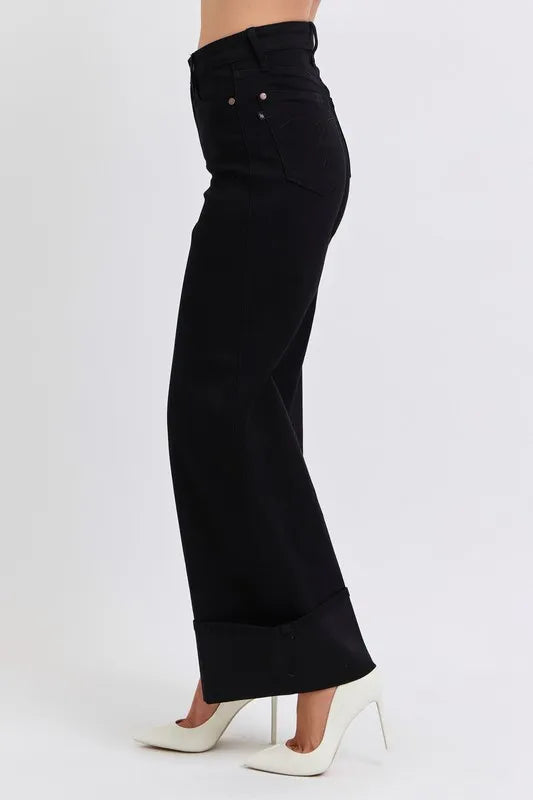 Judy Blue Full Size High Waist Reto Wide Leg W/ Cuff Plus Size Carauana Store