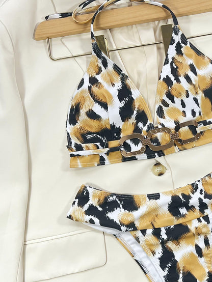 Animal Print Halter Neck Bikini Set Carauana Store