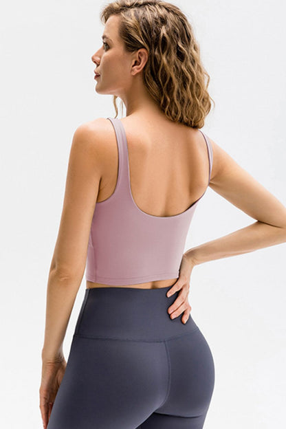 Cropped Scoop Neck Active Tank Top Carauana Store