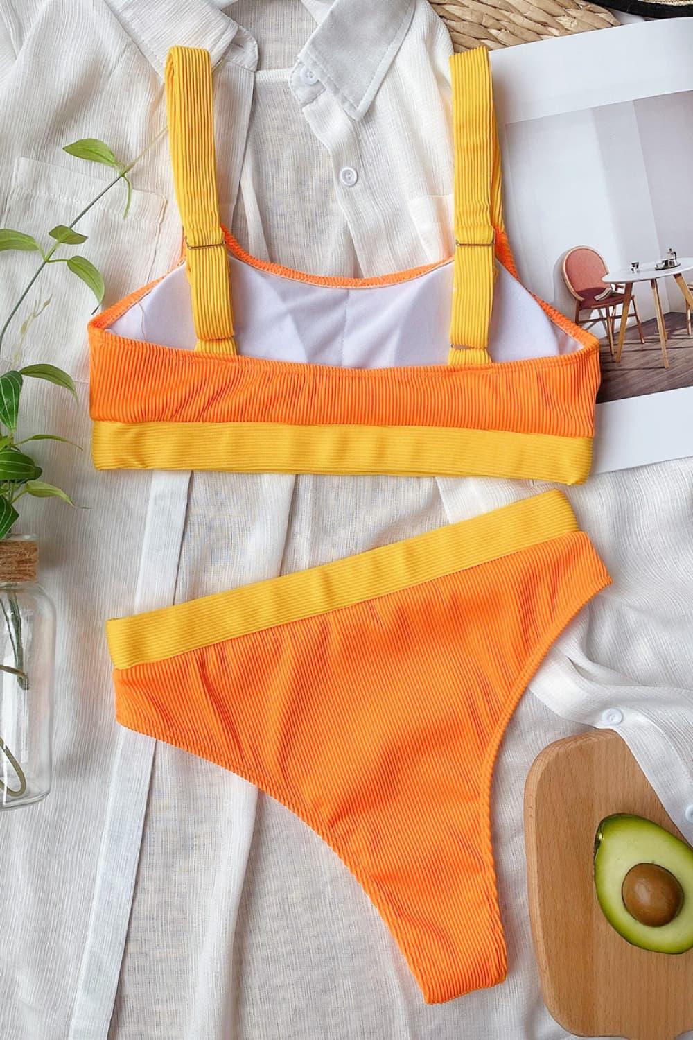 Color Block Scoop Neck Bikini Set Carauana Store