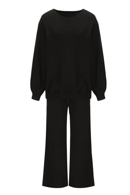 Round Neck Long Sleeve Top and Pants Set Carauana Store