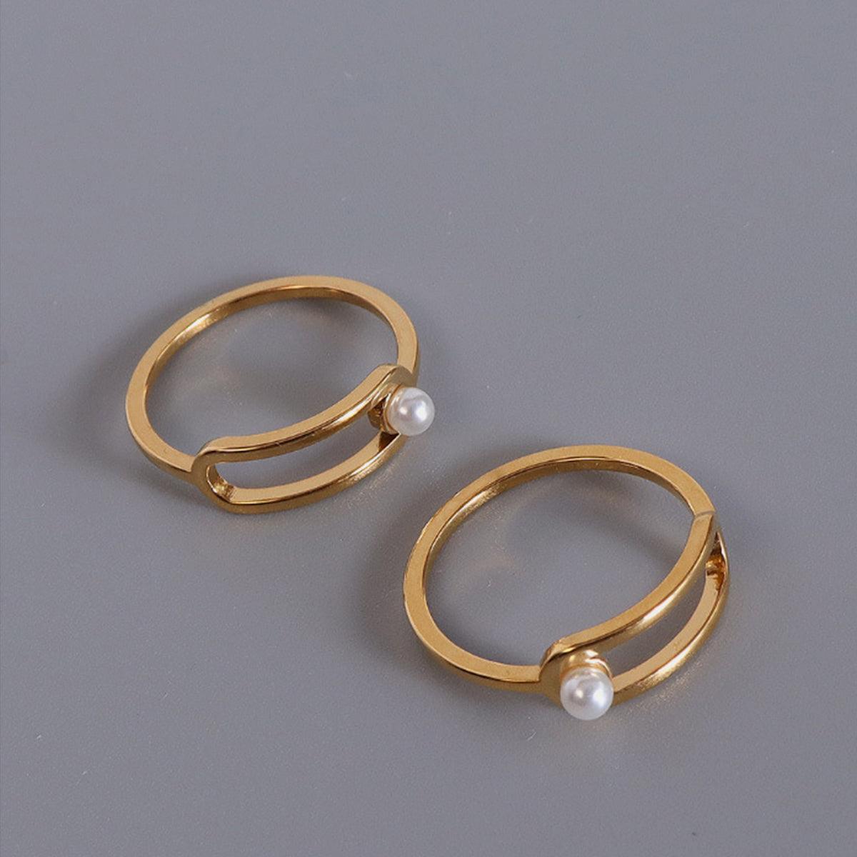 Synthetic Pearl Titanium Steel Ring Carauana Store