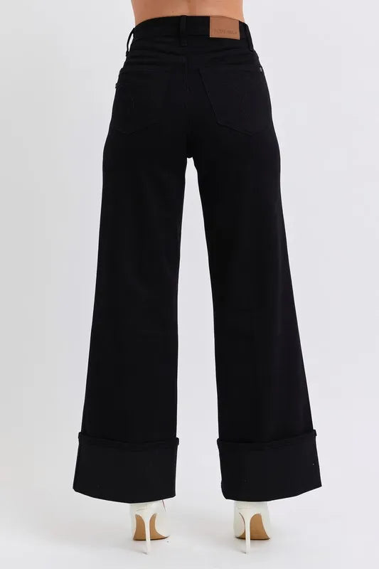 Judy Blue Full Size High Waist Reto Wide Leg W/ Cuff Plus Size Carauana Store