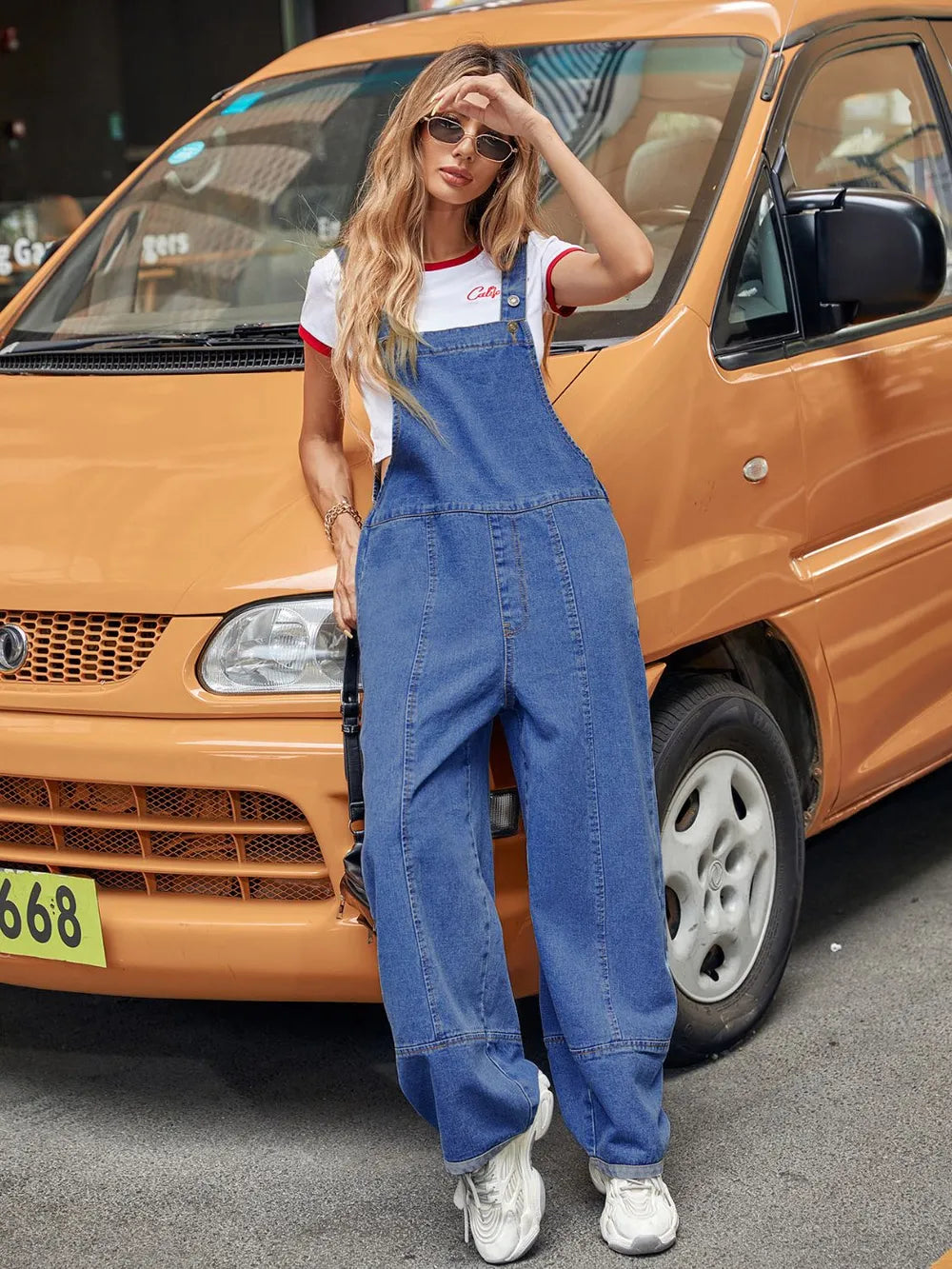 Wide Strap Wide Leg Denim Overalls Carauana Store