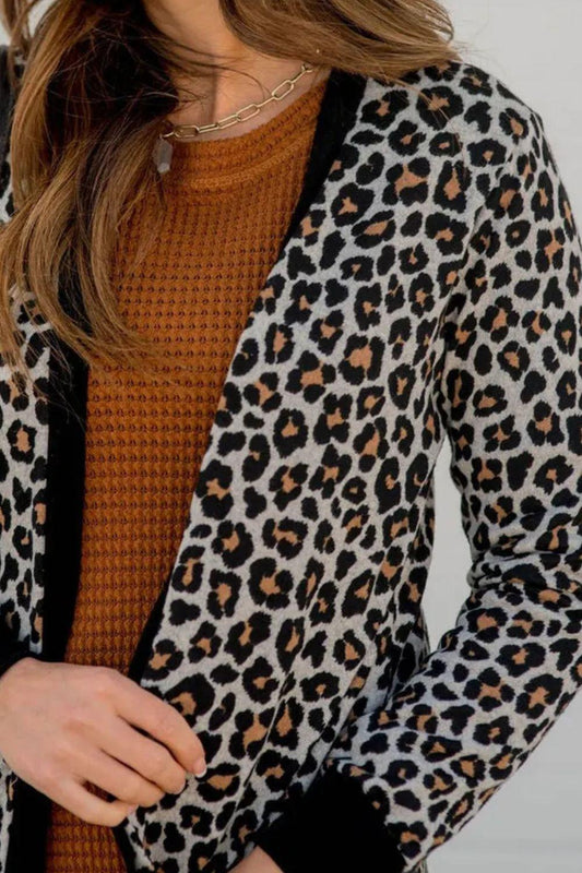 Pocketed Leopard Open Front Cover Up Carauana Store