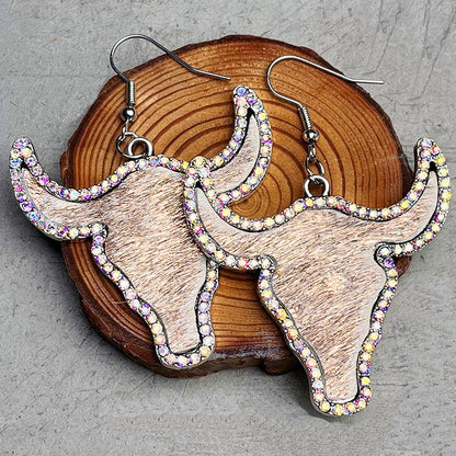 Rhinestone Bull Earrings Carauana Store