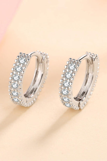 925 Sterling Silver Inlaid Moissanite Huggie Earrings Carauana Store
