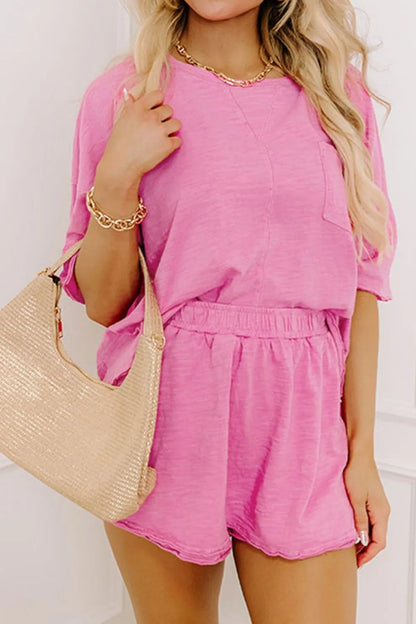 Round Neck Half Sleeve Top and Shorts Set Carauana Store