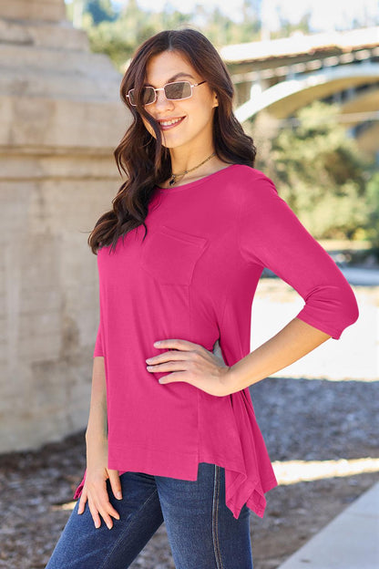 Basic Bae Full Size Round Neck Pocketed T-Shirt Carauana Store