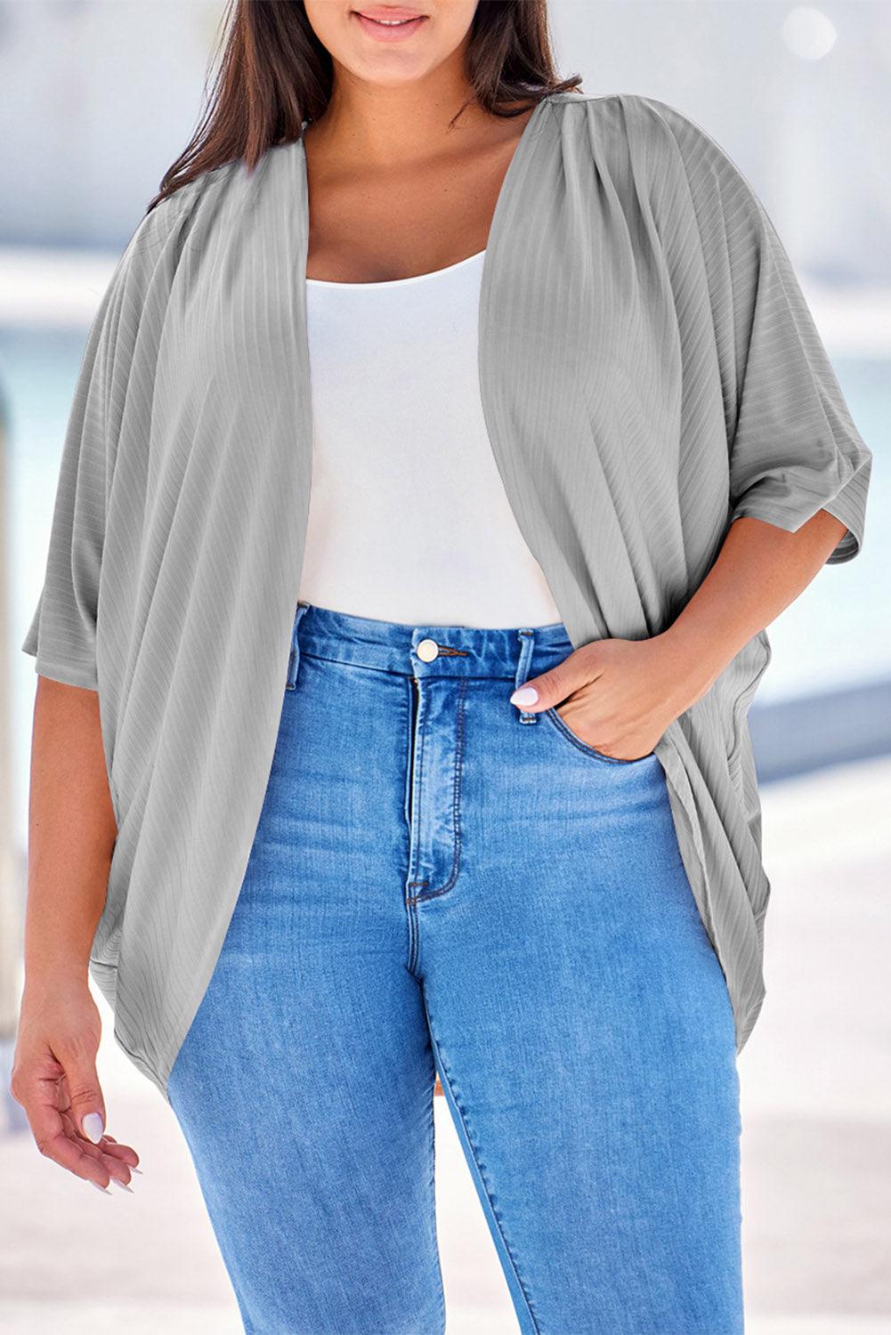 Plus Size Ribbed Cocoon Cover Up Carauana Store