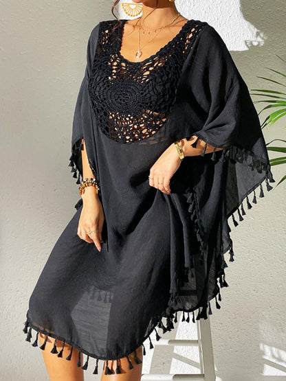Tassel Cutout Scoop Neck Cover-Up Dress Carauana Store